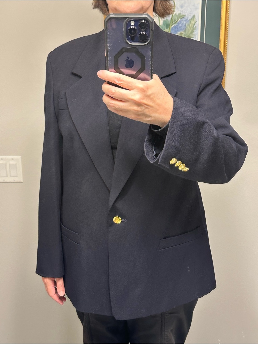 Austin Reed Women’s size 16 Navy Single-Button Sport Coat with Gold Button - Picture 3 of 12
